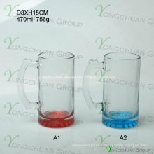 470ml Glas Bierkrug mit Unterseite Farbe Nizza Form